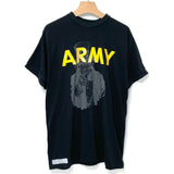 USED 米軍実物 U.S.ARMY ブラック 後期型 APFU トレーニングTシャツ / アメリカ軍 陸軍 ミリタリー 軍物 軍モノ 古着MIX Tシャツ 半袖 吸汗速乾 ドライ ロゴ プリント 古着 中古 アメカジ ストリート メンズ レディース【T45BU-SAM-】