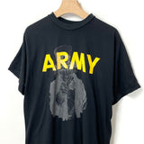 USED 米軍実物 U.S.ARMY ブラック 後期型 APFU トレーニングTシャツ / アメリカ軍 陸軍 ミリタリー 軍物 軍モノ 古着MIX Tシャツ 半袖 吸汗速乾 ドライ ロゴ プリント 古着 中古 アメカジ ストリート メンズ レディース【T45BU-SAM-】