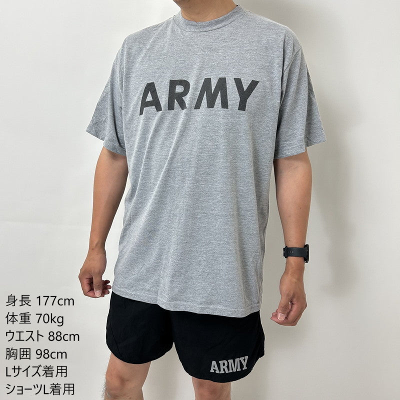 (6/21まで特価)アメリカ軍 U.S.ARMY グレー 前期型 IPFU トレーニング Tシャツ USED -