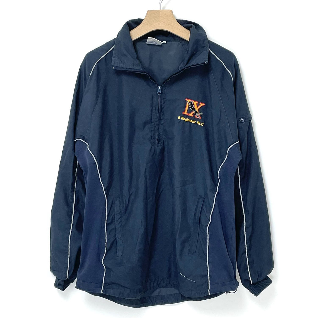 【1点物】イギリス軍 ネイビー "9 Regiment RLC" ハーフZIP トレーニングジャケット（USED）　UK172=