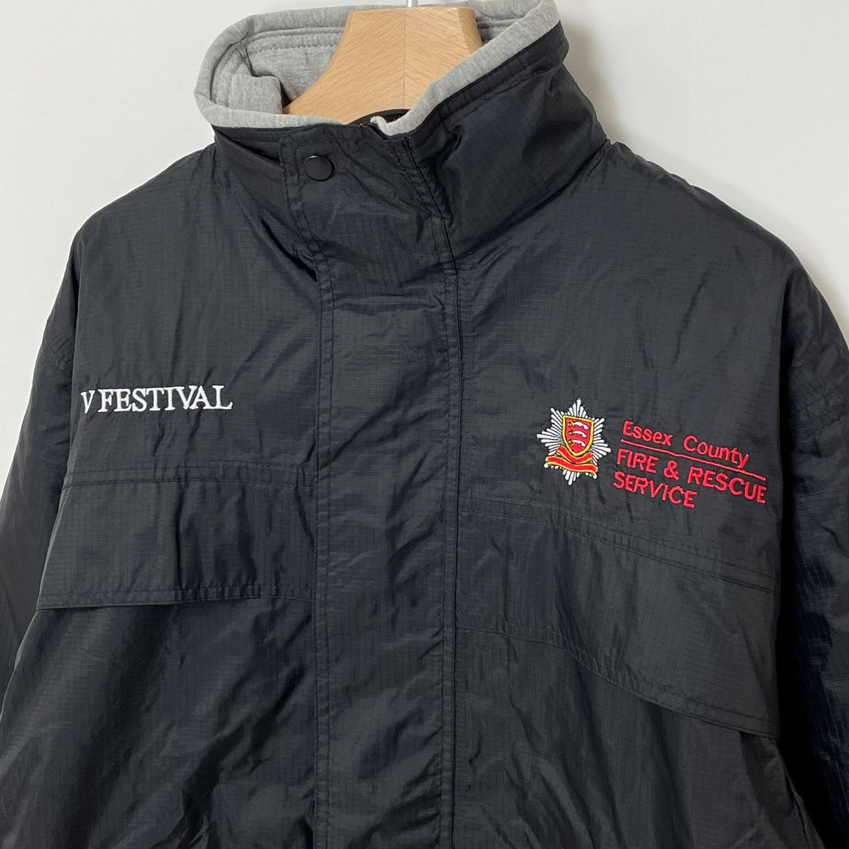 【1点物】イギリス・エセックス郡消防救助局 Essex County FIRE & RESCUE SERVICE ブラック リブストップジャケット USED Mサイズ UK224